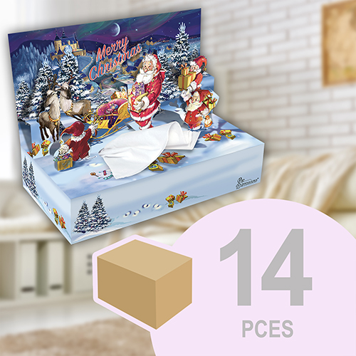 14 boîtes 3D DECO de mouchoirs, modèle "Merry Christmas"