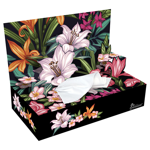 3D DECO 3 ply facial tissue box design "Lilies"