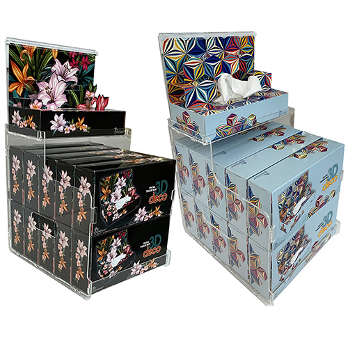 [SK022-PEB1R09H-NANA000M106NAP] Starter Kit 2 : 22 boîtes 3D DECO de mouchoirs (11 "Fleurs de Lys" + 11 "Le Petit Prince") + 2 présentoirs en plexiglas (copie)