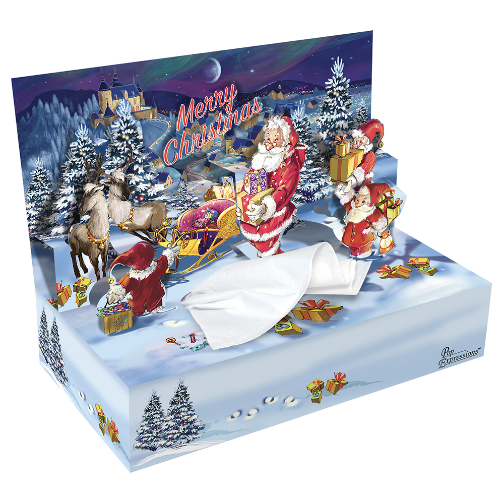 [PEB1R09H-OPCH001T001M05] "Merry Christmas" 3D DECO 3 ply facial tissues box